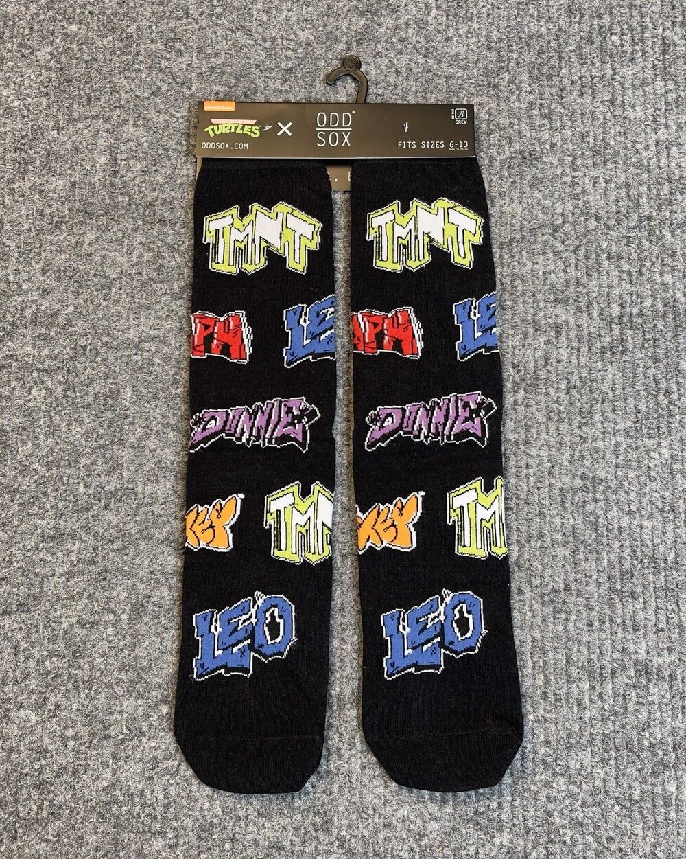Odd Sox Teenage Mutant Ninja Turtles Crew Socks Size 6-13 TMNT Graffiti NEW